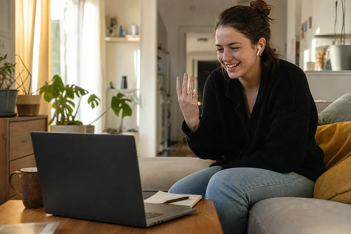 Person joining a casual online game from home