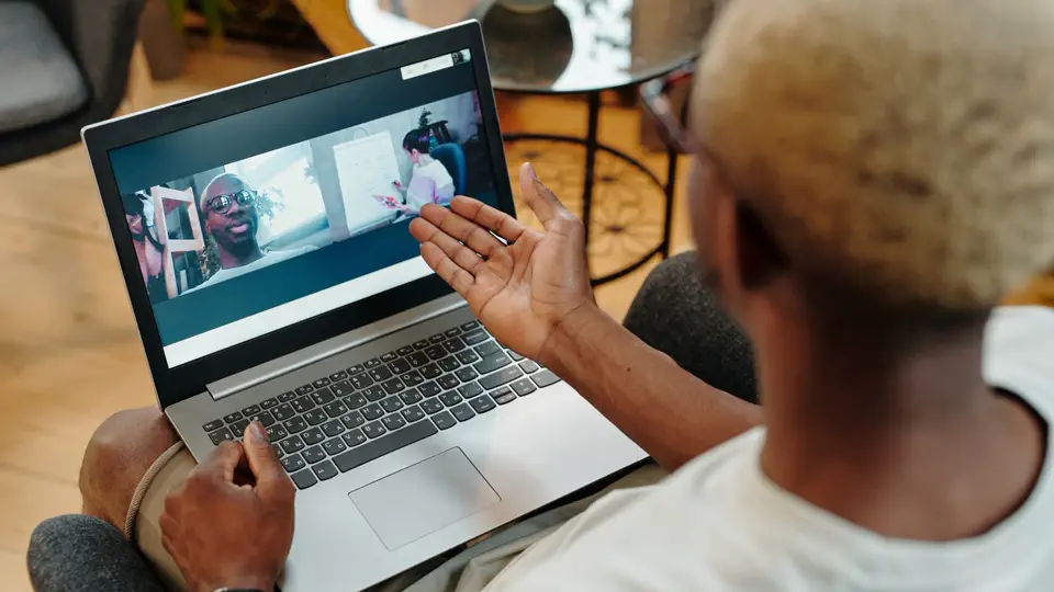 Friends talking on a video call